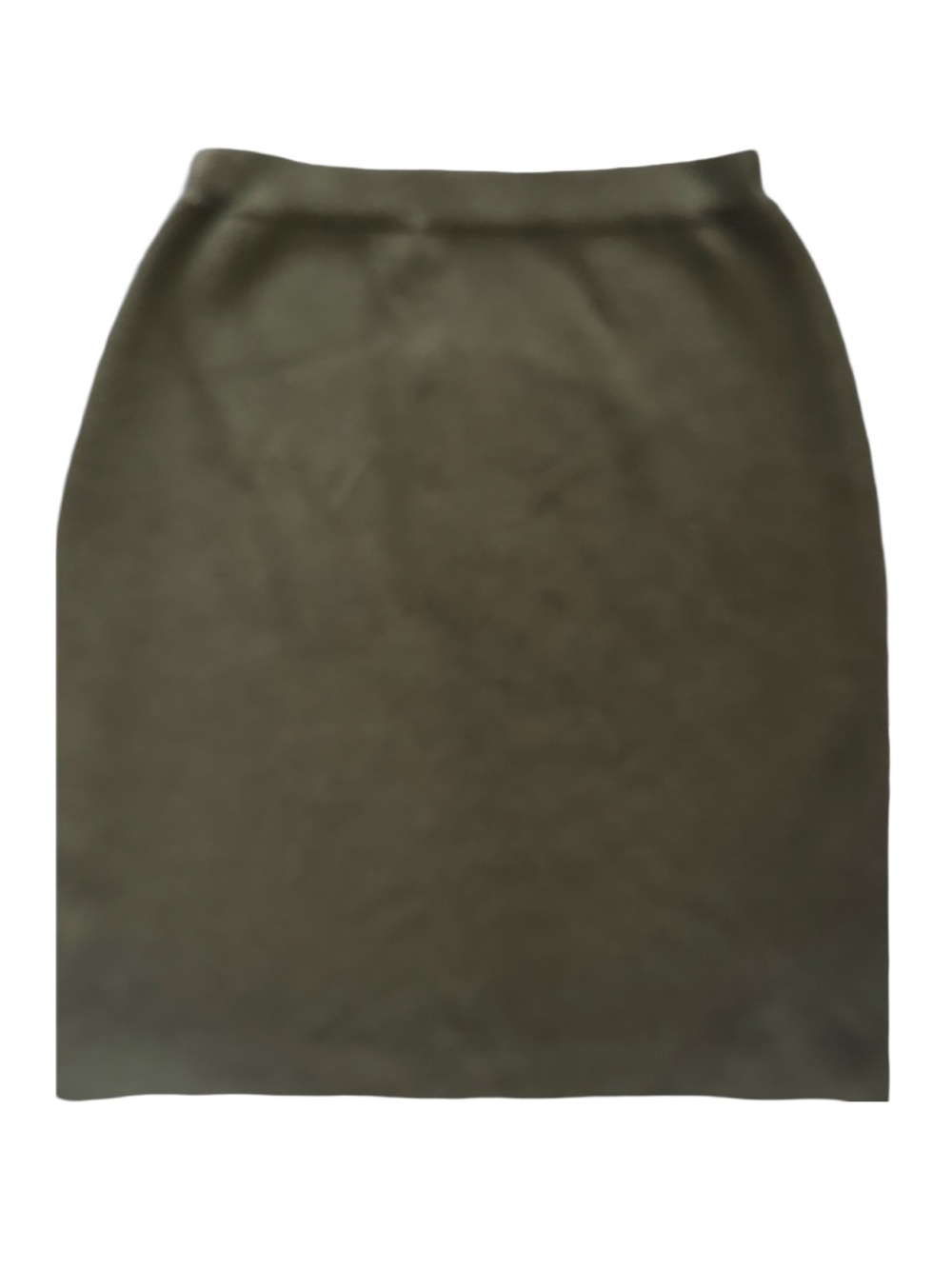 Eileen Fisher Olive Green Wool Knit Skirt S Knee Length Pull On Elastic Waist
